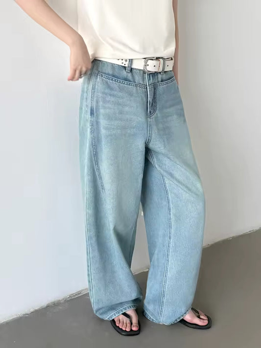 CHIC VEN Fashion Women Jeans Loose Casal New Vintage High Waist Blue Wide Leg Trousers Long Female Denim Pants Summer 2025